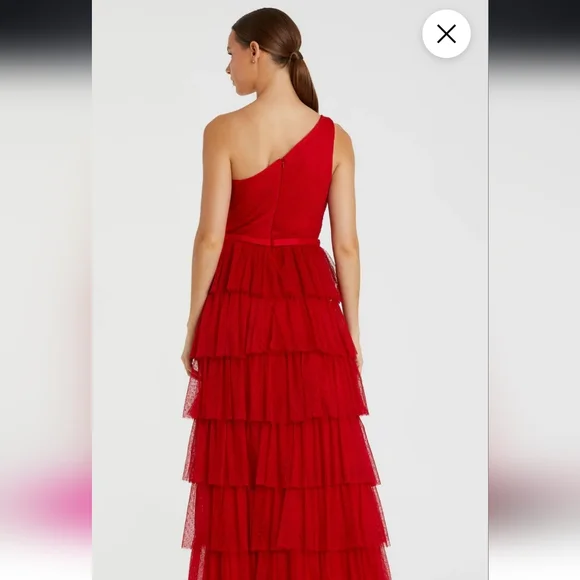 NWT Mac Dugggal Tiered One-Shoulder Gown size 6 - Picture 7 of 12
